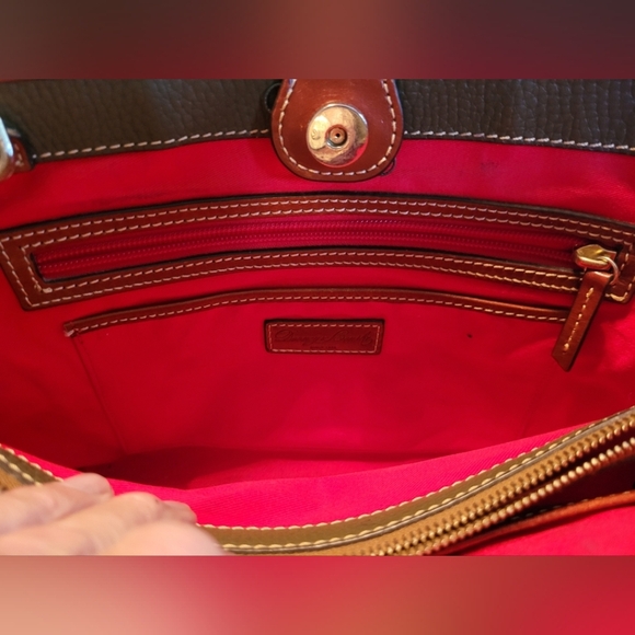 Dooney & Bourke Gray and Red Leather Tote Bag - Picture 7 of 14